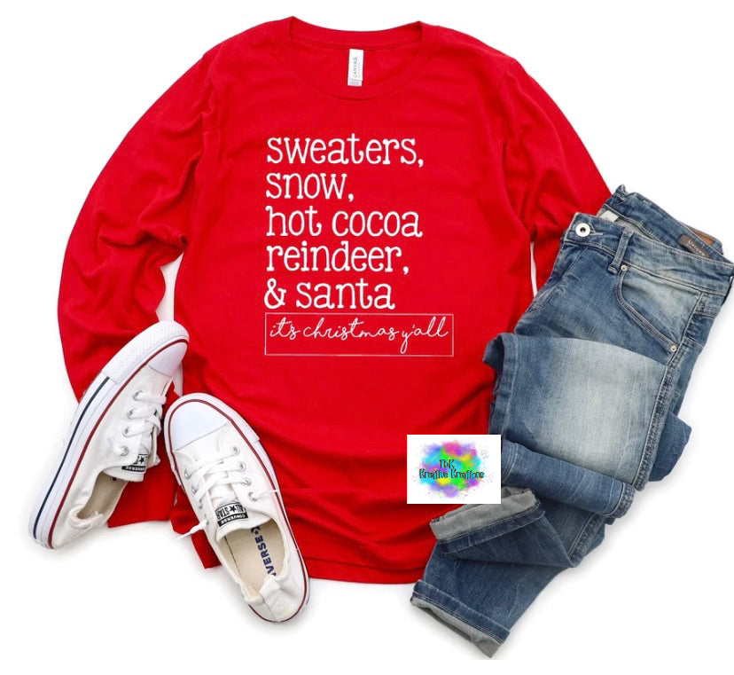 Sweaters, snow, hot cocoa, reindeer, and Santa