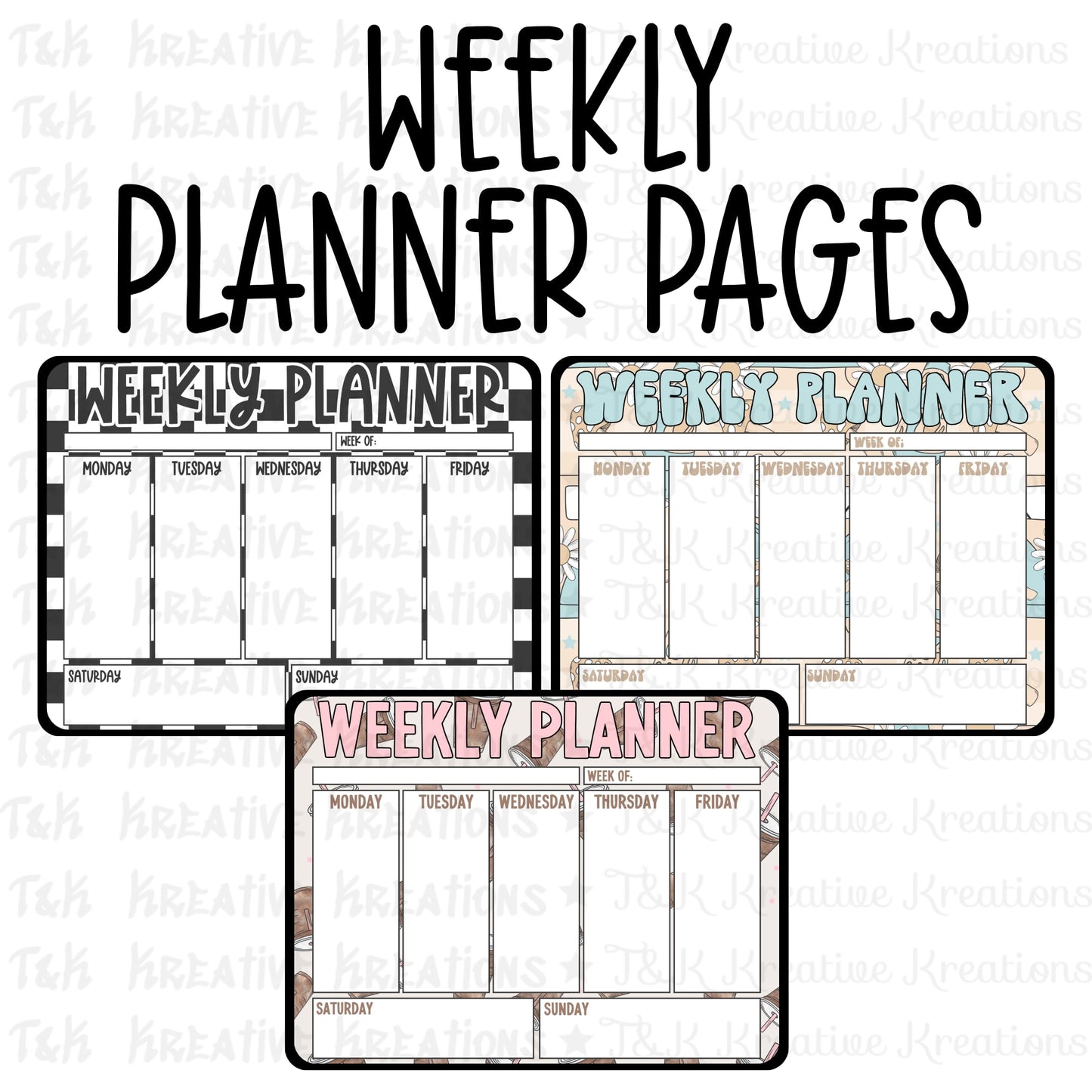 Digital Weekly Planner Pages