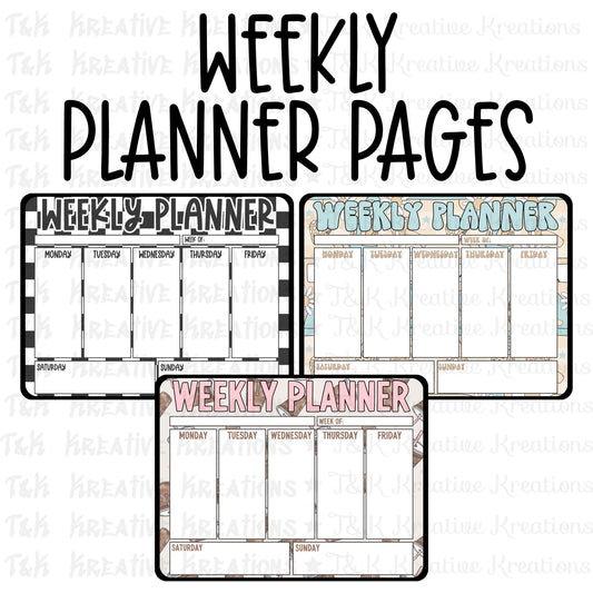 Digital Weekly Planner Pages